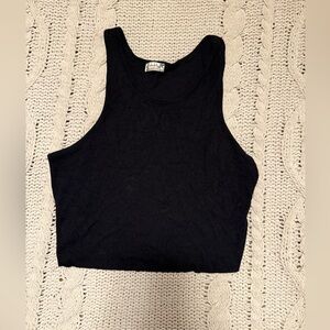 Free People Black Fitted Crop Tank Top